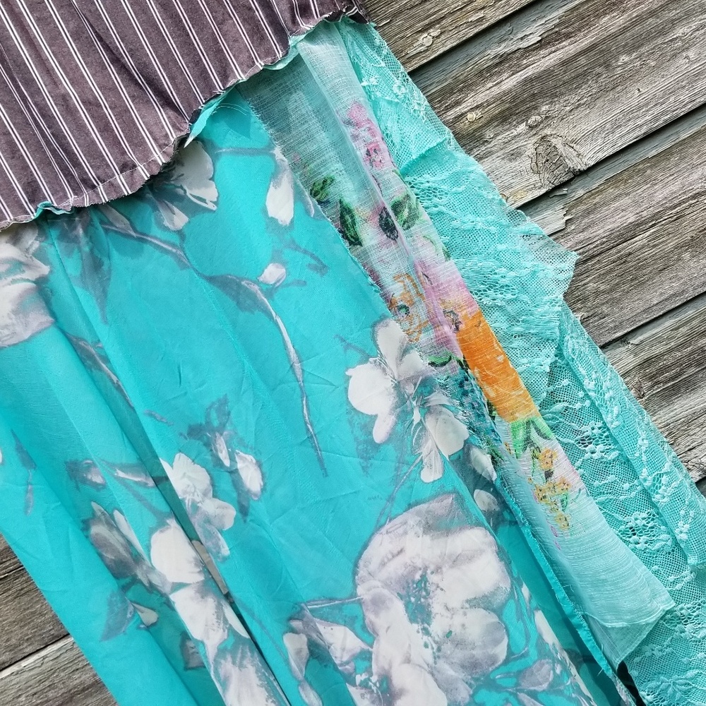 Boho Chic Sleeveless High Low Dress Upcycled - Picture 3 of 7